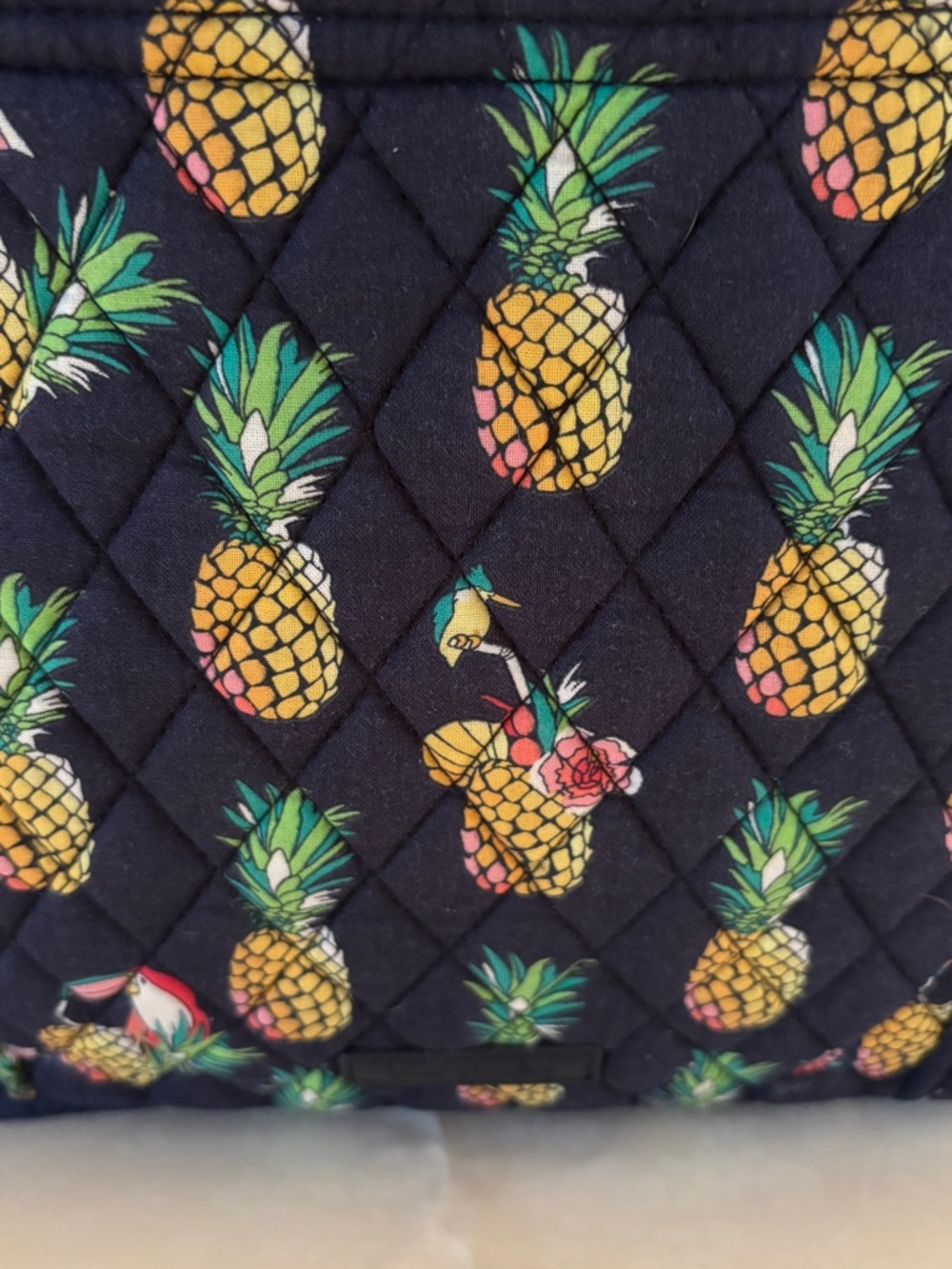 Women’s Vera Bradley Toucan Party Tote Bag Pineapple/Toucan Navy Blue - Picture 2 of 9
